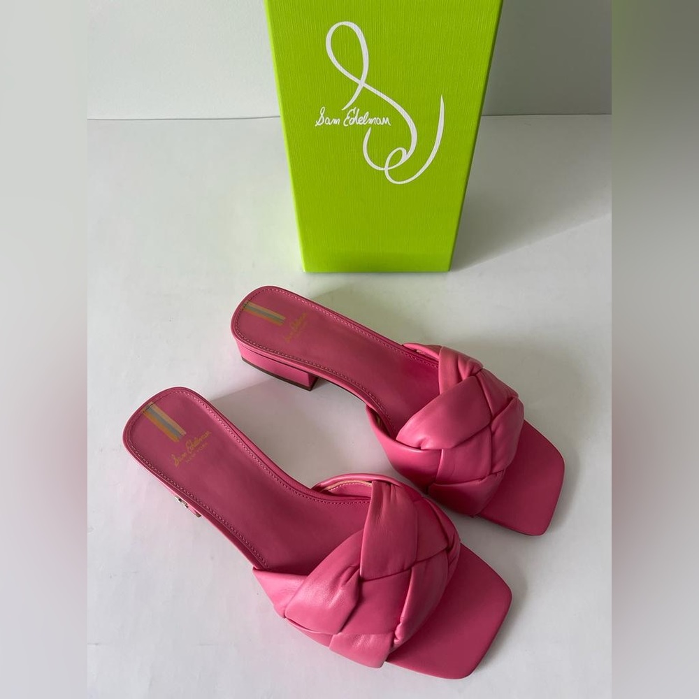 NIB Sam Edelman Dawson Slide Sandal in Carmine Rose - Picture 4 of 9